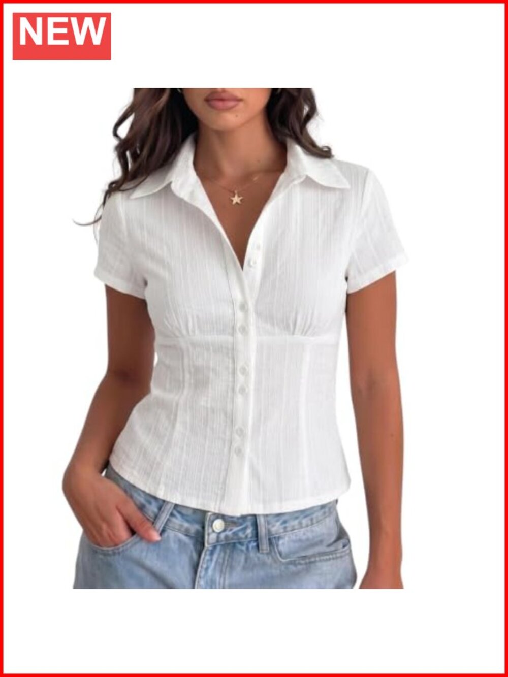 Women's Y2k Button Up Shirt Vintage Short Sleeve Collared Blouse Cute Top